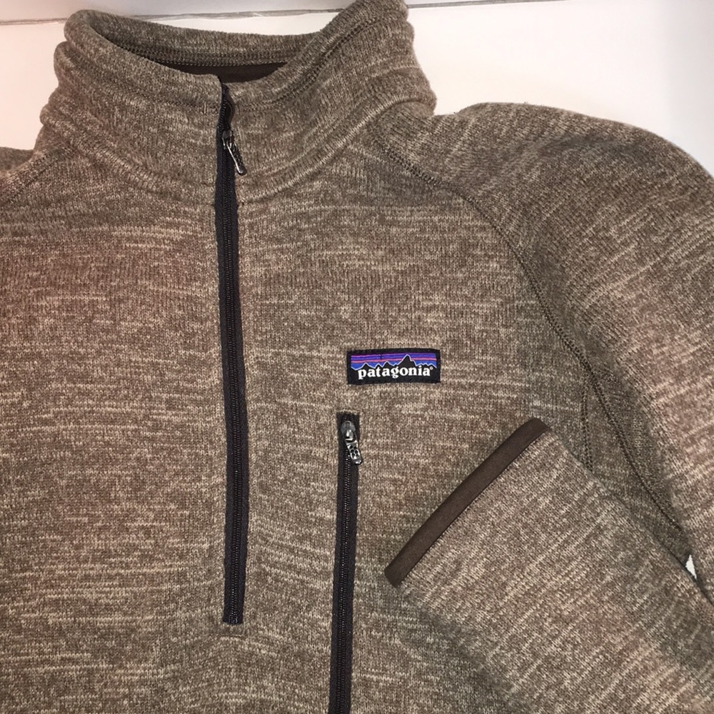 Patagonia sweater light brown with brown hems size S